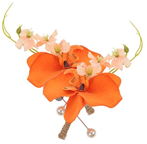 VALICLUD 2st Handgelenk Blumendekoration Hochzeitsboutonniere Für Männer Ansteckblume Für Männer Trauzeugen Ansteckblume Blumenverzierungen Brosche Für Männer Seidenblume Orange