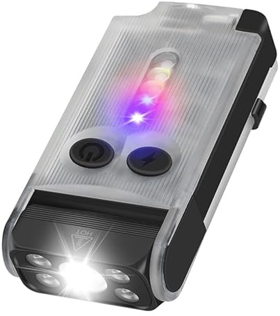 Vortex Lampe torche EDC V30 - Lumière rouge UV verte chaude - Signaux d’urgence fluorescents - Puissante - 900 lumens - Rechargeable - Tête rotative 180°