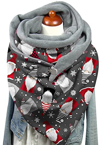 Winterschal Damen Dreieckstücher Damen Damen Mit Gemustert Kuschelig Dreieckstuch Ausgefallene Damenschal Leichter Schaltuch Button Knopf Streifen Warm Herbst Halstuch Schlauchschal