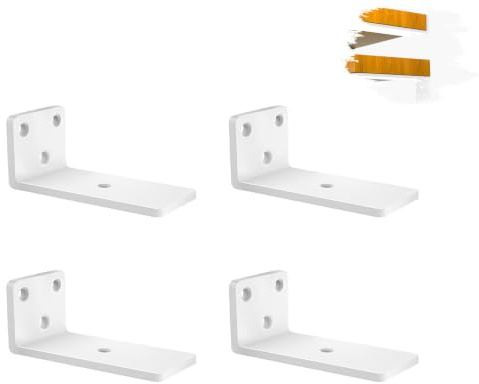 4 Pièces Equerre Etagere Murale 10 cm, Supports D'Étagère D'angle Robustes À Fixation Murale, Support Étagère Mural En Métal Pour Étagères Ouvertes de Bricolage (Blanc)