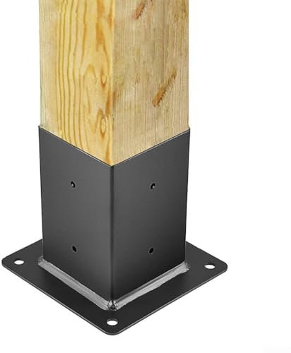 10,2 x 10,2 cm Holzzaun Pergola Pfosten Basis Halterung Karbonstahl Pergola Halterung Vertikaler Winkel Ecke Holzpfosten für Pavillons