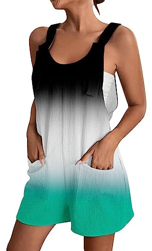 Jumpsuit Damen, Elegant Latzhose Kurz Sommer, Overall Ärmellose Arbeitsoverall Playsuit Baggy Bib Strampler Latzhose Damen Arbeitshose Lässiger Leicht Boho Jumpsuit Damen Einteiler Latzhose