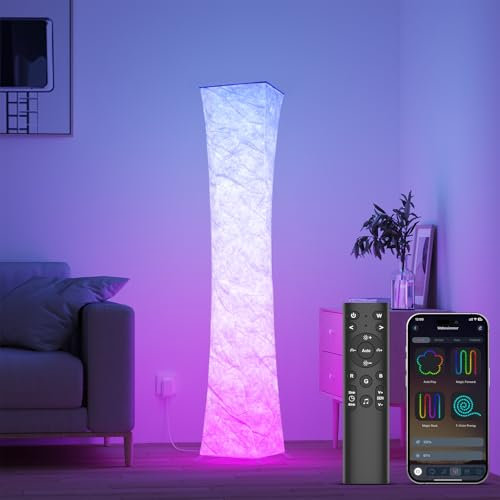 ANTENLICHT Lampada da Terra LED RGB Piantana Lampada Dimmerabile con Telecomando e APP, 2500K-7000K Piantana Soggiorno LED, Milioni Colori, Musica Sync e Timer e DIY Modalità Luce