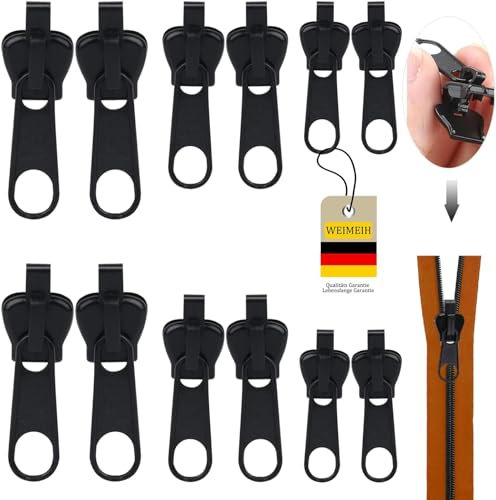 Reissverschluss Reparatur Set Ersatz, 12 Stück Abnehmbare Reißverschluss Zipper Reissverschluss Zipper Reparatur Reißverschluss Reparaturset für Jacken, Rucksäcke, Koffer