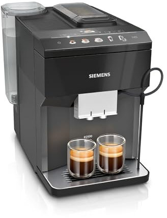 Siemens Kaffeevollautomat EQ500 classic, farbiges TFT-Display, 5 Kaffee- und Milchgetränke, Doppeltassenfunktion, einfache Reinigung, entnehmbare Brüheinheit, mit Milchschlauch, Schwarz, TP511E19