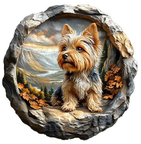 Hakumata Holzpuzzle Erwachsene Hund 3D Yorkshire - 300 Teile holzpuzzle Geschenkbox, Einzigartige Puzzle Geschenke für Puzzleliebhaber,Wanddekoration und Geschenk für Freunde und Familien