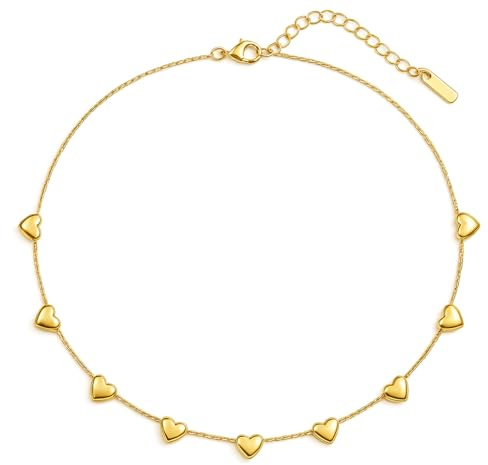 KIANJA® Damen Herzkette – Wasserfest & Elegant – Edelstahl Halskette mit Herzanhängern – Schmuck Geschenk für Frauen