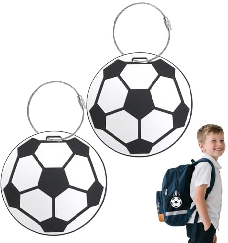 Kofferanhänger Flugreise, 2-Pcs Sichere Koffer-Tags Wasserdichte -Gepäck-Etiketten mit Stahlschlaufe und Name Adresse Tel-Karte für Reisetasche-Fußball