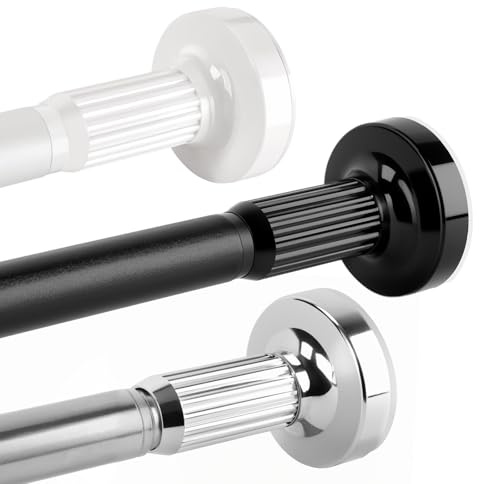 Schwarz Teleskop-Gardinenstange (90-160cm) – Ohne Bohren & Ausziehbar – Spannstange für Vorhänge, Duschvorhang & Balkon – Klemmmontage für Wand oder Decke (25mm Durchmesser)