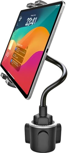 GDZN Mugghållare bil surfplattehållare för 4,7–11 tum iPad-enhet, svanhals personbil mugghållare surfplatta mobiltelefonhållare med 360° justerbar arm för iPad Pro 11 Air Mini, Galaxy Tab, Kindle Fire