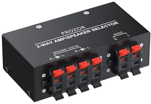 PROZOR Audio Umschalter Lautsprecher Splitter 2-zonen Lautsprecherwahlschalter mit Spring Clip für Heimkino,Karaoke,Stereoanlage
