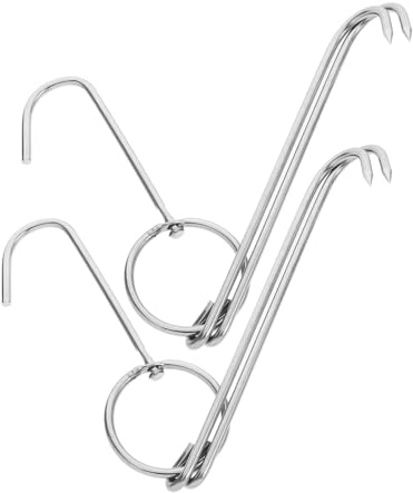 FIXOSHEE 2 Pièces Crochets à Viande Acier Inoxydable pour Suspension Fumage et Grillades Crochets Doubles Polyvalents pour Manipulation et Séchage de Viande Au Barbecue