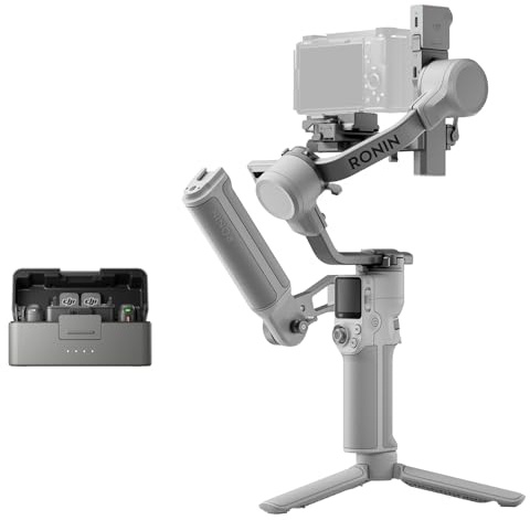 Pack DJI RS 4 Mini + DJI Mic 3 (2 TX + 1 RX + Estuche de Carga), estabilizador, Seguimiento Inteligente, micrófono inalámbrico, código de Tiempo Integrado, Carga rápida