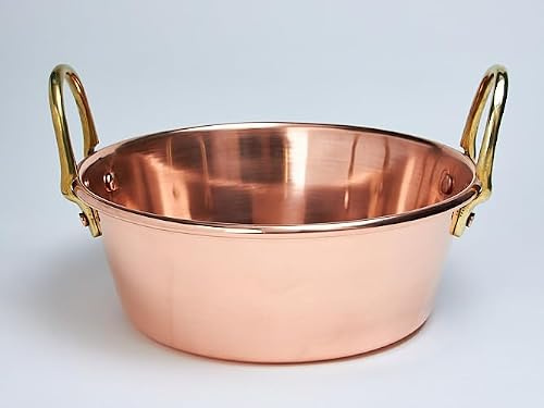Premium Kupfer Marmeladentopf für Konfitüre & Gelee – Traditioneller Kupferkessel zum Einkochen – Perfekte Wärmeleitung, Keine Anhaftungen – Genietete Griffe – Verschiedene Größen (1L - 14 cm)