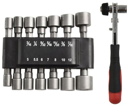 WIIYENA Portable Ratchet Wrench Set with 14 Sockets and 1 4 Inch Socket Driver Adapter Replacement Parts, A
