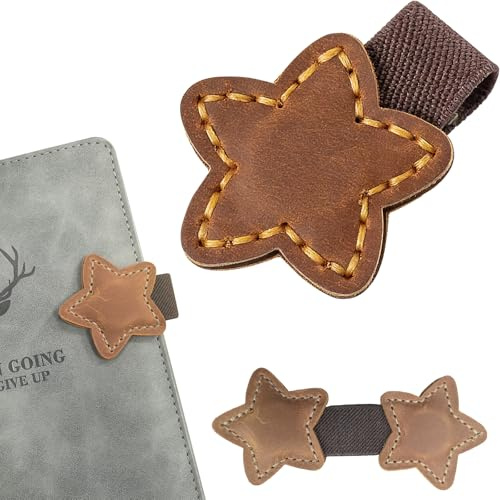 Nurila Sternform Lesezeichen Magnetisch, Hellbraun Leder Lesezeichen Personalisiert, Magnetlesezeichen, Bookmark für Lesen, Schüler, Lehrer, Lesebegeisterte