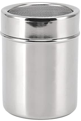 Shaker per zucchero, dispenser per polvere resistente alla ruggine, in acciaio inossidabile, shaker per condimenti, 9 x 7 cm