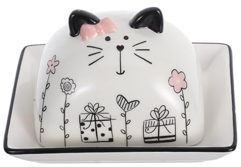 FUOYLOO Burriera in Ceramica con Coperchio Porta Burro da Banco Contenitore per Burro per Frigorifero per Cucina con Design Protettivo e Stabile