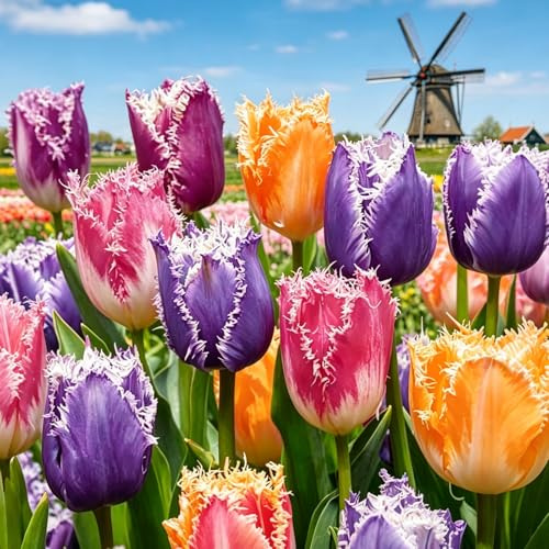 Tulpen – Winterharte Mehrjährig, Prachtvolle Optik, Farbenfrohe Mischung, Ideal für Garten & Kübel, Anfängerfreundlich-8Rhizome-B