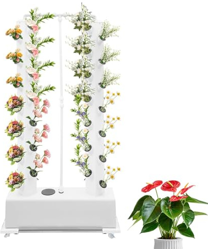 XYFGODEM Torre idroponica automatica di 56 piante con irrigazione e timer, giardino verticale per coltivare verdure, erbe fresche in casa