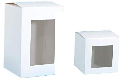50 Pezzi Scatola Confezione Regalo Bomboniera Misura Varia Con Finestra Colore Bianco (8 * 8 * 10cm)