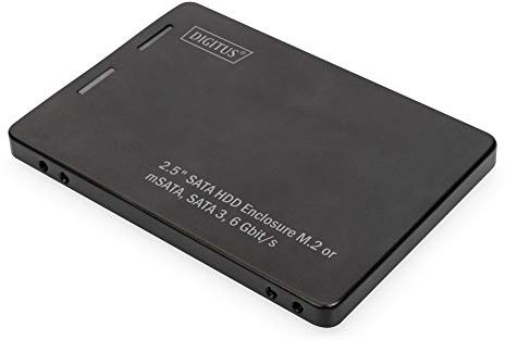 DIGITUS 2,5 Zoll SATA Festplattenadapter für M.2 oder mSATA-SSDs - M.2 Modultyp 2280, 2260, 2242, 2230 mit B-Key oder B+M-Key - mSATA Fullsize - SATA III - 6 Gbit/s - Schwarz