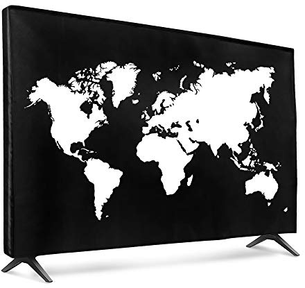 kwmobile Indoor 43 TV Cover – Television Dust Cover Screen Protector – TV Screen Dust Protection – Synthetic Fabric White/Black