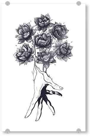 artboxONE Acrylglasbild 150x100 cm Floral Hand with Lotuses Bild hinter Acrylglas - Bild Hand Blumen Blumen