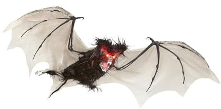 W WIDMANN MILANO Party Fashion 10052 - Pipistrello peloso con occhi LED vibranti, 89 cm, decorazione da appendere, horror, Halloween, festa a tema