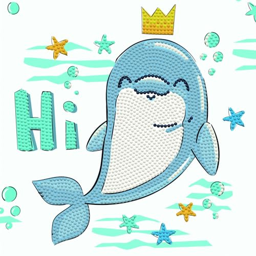 DIAMOND DOTZ DBX.039 - Original 5D Diamond Painting Set DOTZ BOX Dolphin Hi!, Kreativset mit 1.739 Diamant Mosaiksteinen, Malset ca. 22 x 22 cm, DIY Komplettset für Kinder ab 8 Jahren, Blau
