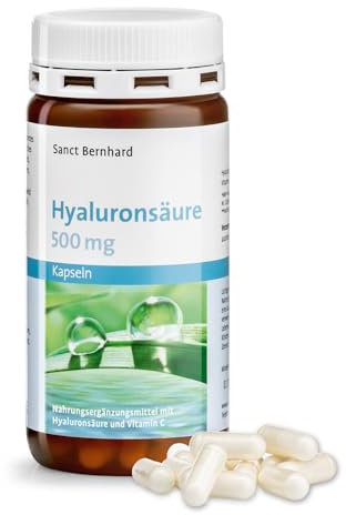 Sanct Bernhard Hyaluronsäure-Kapseln 500 mg, mit 40 mg Vitamin C & 500 mg reine Hyaluronsäure, 90 Kapseln für 3 Monate