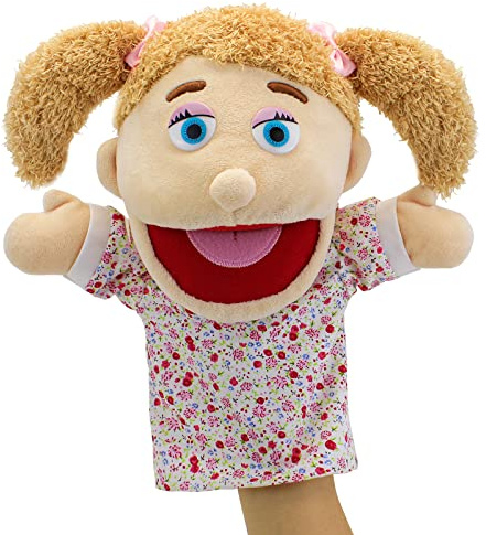 Family Hand Puppet Multi-Ethnic Plush Soft Finger Puppets for Kids Role Play (UK-W-GIRL)