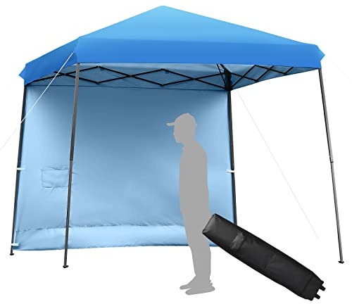 GOPLUS Tonnelle Pliant 3x3M,Tente Pliante de Jardin avec 1 Bâche Amovible, Tente Réception Pavillon, 3 Hauteur 234 245 256cm,Gazebo de Jardin(Bleu)