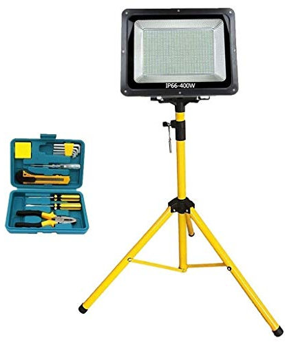 foco de led exterior Luz De Trabajo LED Portátil De 400 W Con Trípode Y Caja De Herramientas |Reflector Impermeable Súper Brillante De 9000LM For La Iluminación Del Sitio De Trabajo De La Carretera De