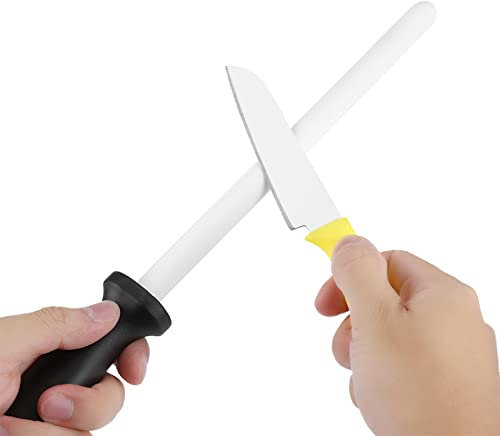 Acouto 8inch Ceramic Sharpening Rod Stick Sharpener Stone Tool for Kitchen Scissors