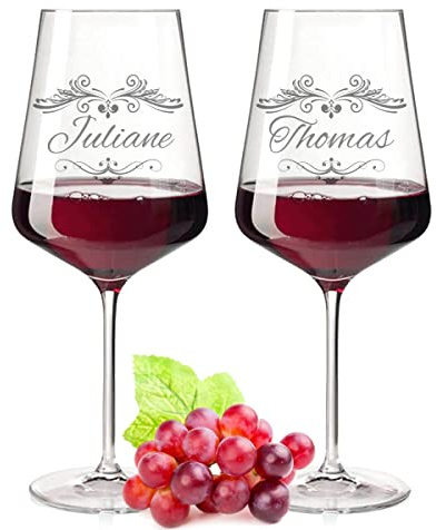 GRAVURZEILE Leonardo Puccini Weingläser mit Gravur - im Barock Design - Personalisiert mit Namen - Geschenk für Sie & Ihn zum Geburtstag, Jahrestag, Valentinstag & zur Hochzeit - 750 ml