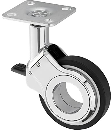 SOTECH Möbelrolle BERLIN verchromt mit Bremse Feststeller, Ø 60 mm | belastbar bis 60 Kg, Höhe 94,5 mm Lenkrolle Transportrolle