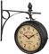 Relaxdays Cara, Color Negro Reloj Pared Doble Esfera, Diseño Estilo Estación Tren Londinense, Analógico, Vintage, 33 x 34 x 10 cm, Hierro