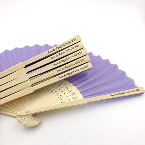 Ter Personalisierte Handfächer, personalisierte Hochzeitsgeschenke, Handfächer, individuelle Faltfächer, Bulk-Fächer für Hochzeit, dekorative Faltfächer (lila, 20 Stück)