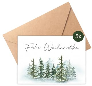 The Life Barn 5x Weihnachtskarten Set mit Umschlag Weihnachten Karten für Weihnachtspost