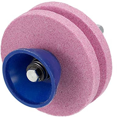 sourcing map Cortacésped Cuchilla Afilador, Universal Doble Capa Corindón Cuchilla Cuchilla Amoladora Piedra Rueda para Eléctrico Taladro Manual Taladro, Rosado