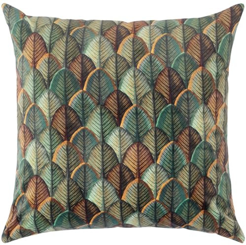 Selfitex großes Dekokissen 60x60 cm, Sofakissen inkl. Füllkissen, kuschelweiches Lesekissen, dekoratives Fernsehkissen mit edlem Muster, Reißverschluss, einfache Reinigung (Scale Leaf)