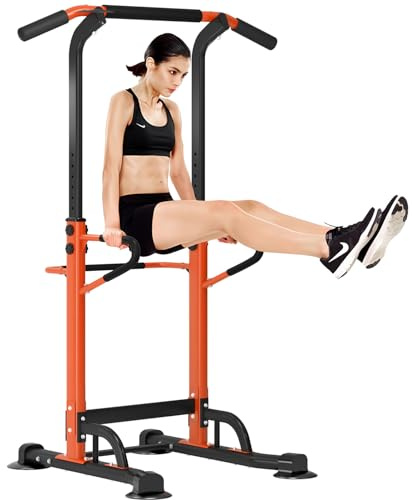 SogesHome Stazione Multifunzione per Allenamento, Power Tower Torre per Trazioni e Dip Stazione Fitness Multifunzionale Dip Station con Barra per Trazioni Regolabile in Altezza da 190 a 230 cm