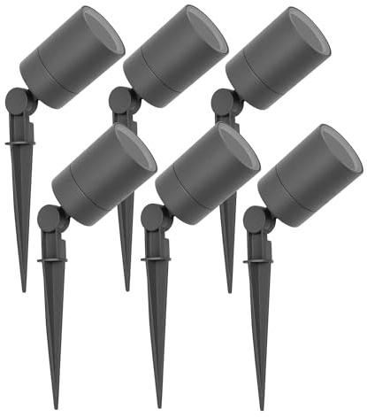 Ledvion - 6er Set, Gartenstrahler mit Erdspieß, IP65, 3W, 220-240V, LED Strahler, Gartenbeleuchtung mit Strom, Ohne GU10 Leuchtmittel, Drehbar, Wasserdicht