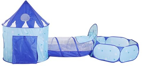 Floving 3 In 1 Kids Play Tent Crawl Tunnel and Ball Pit Child Playhouse Tent with Basketball Hoop, for Indoor and Outdoor Use with Carrying Case. (Aqua)