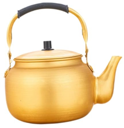 Sharplace Yellow Aluminum Boil Water Kettle Korean Rice Wine Pot with Cover Kitchen Accessories Teapot Stovetop Kettle for Kitchen Milk, 6L