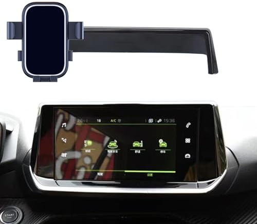 Support de téléphone de voiture pour Peugeot 2008 2019-2023, support de navigation d'écran, rotation à 360 °, support de téléphone portable par gravité pour smartphone, mains libres (noir)