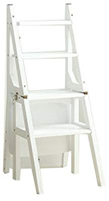 KIUYDHGD Tritthocker Massivholzleiterstuhl, Umweltschutz Holztrittleitern Shop Familienesszimmerstuhl Natürliche Haushaltsleiter/Weiß/37 X 42 X 90 cm