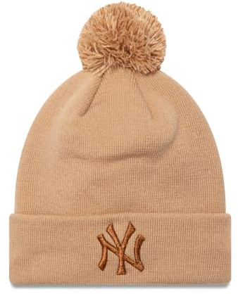 New Era Damen Bobble Wintermütze METALLIC NY Yankees beige