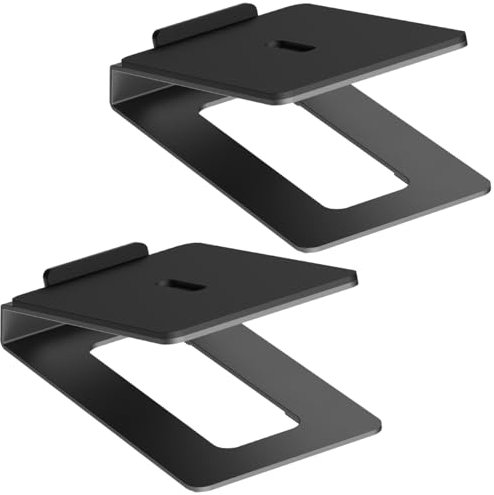 my wall HS33-1L - Soporte para Altavoces de sobremesa (2 Unidades, con Alfombrilla antivibración, ángulo de inclinación de 16°, soporta hasta 10 kg, Soporte para Cajas de PC, Cajas o monitores de